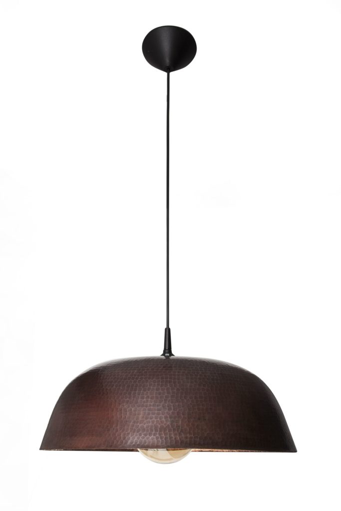 Miedziana Lampa - sufitowa lampa wisząca z ręcznie kutej miedzi 06