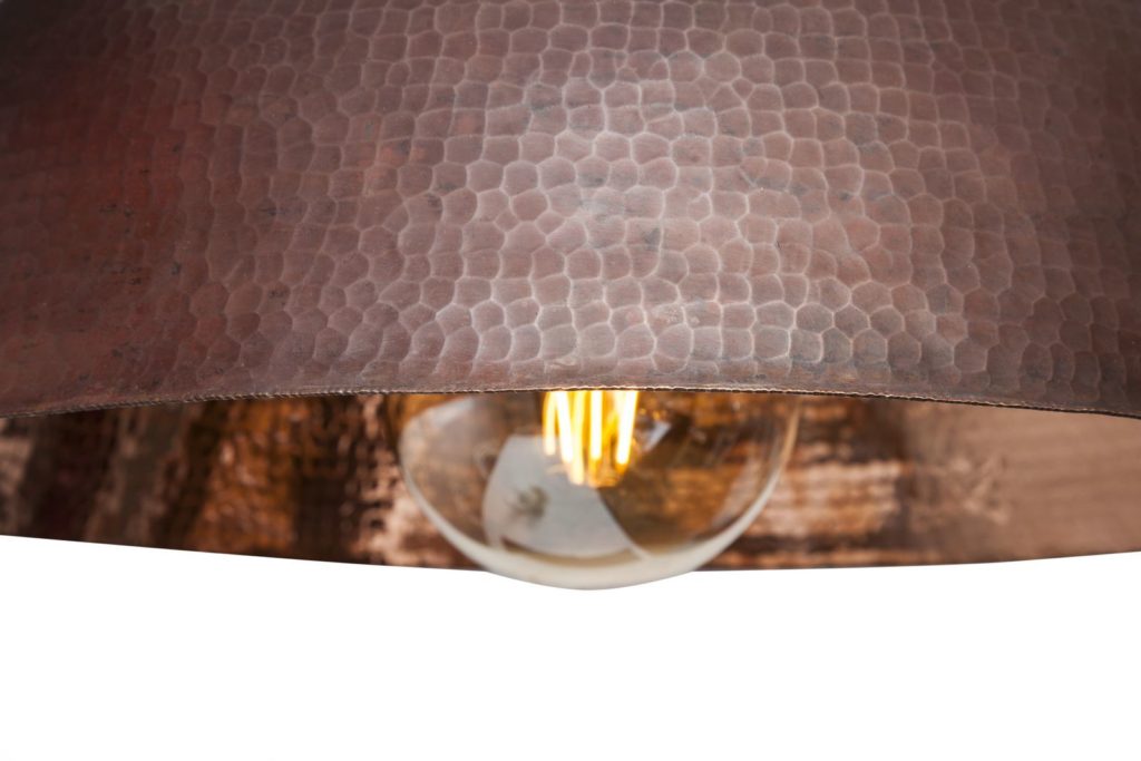 Miedziana Lampa - sufitowa lampa wisząca z ręcznie kutej miedzi 09