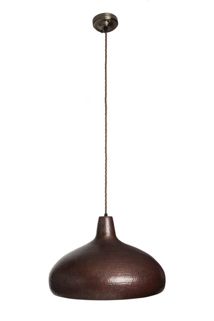 Miedziana Lampa wiszaca - sufitowa lampa z ręcznie kutej miedzi 04