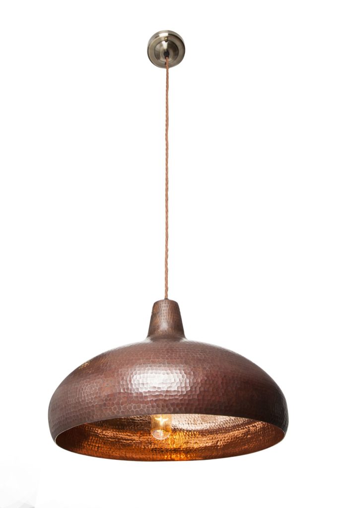 Miedziana Lampa wiszaca - sufitowa lampa z ręcznie kutej miedzi 06