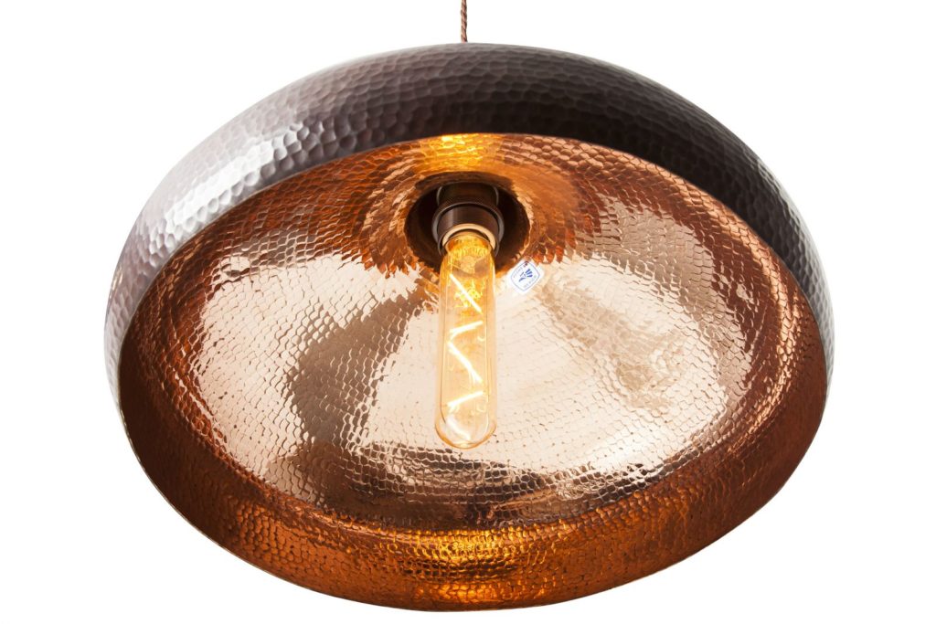 Miedziana Lampa wiszaca - sufitowa lampa z ręcznie kutej miedzi 08